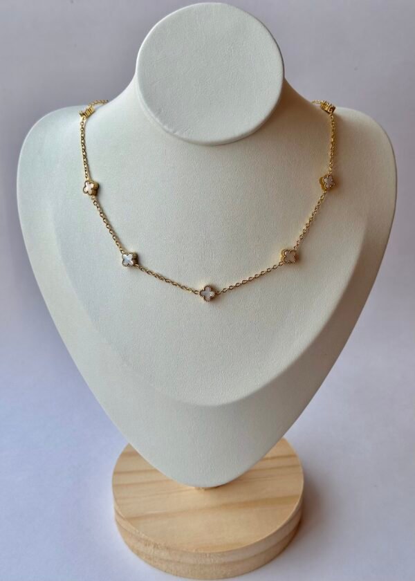 Gargantilla Trébol Mini Blanco